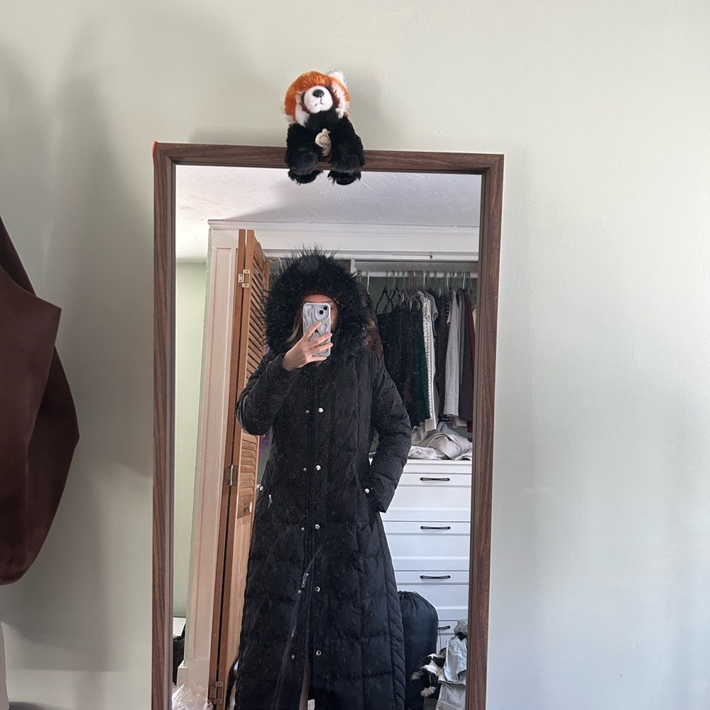 Women's Black Long Puffer Down Coat